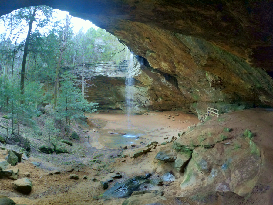 Ash Cave is located in the Hocking Hills Region of Ohio 